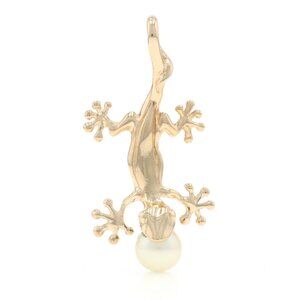 Na Hoku Pearl Gecko Solitaire Pendant - Yellow Gold 14k Lizard